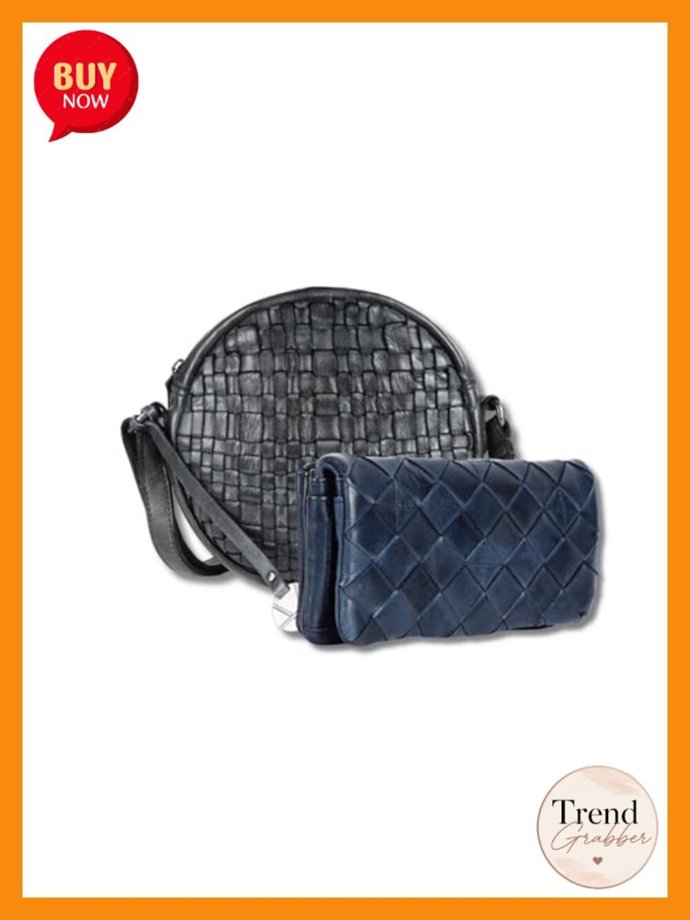 Genuine Leather Crossbody Bag & Wallet Set Zipper Coin Purse